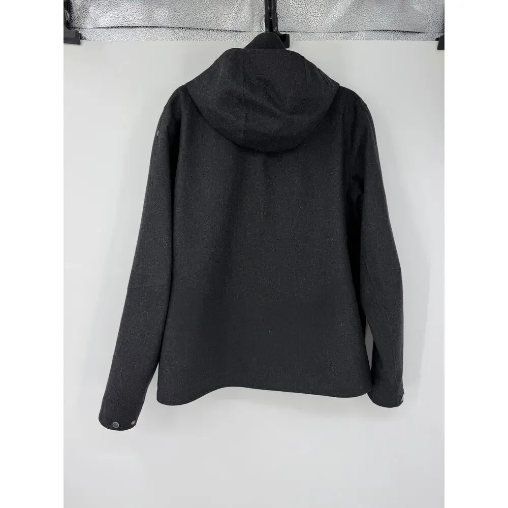 Lululemon Men’s Storm Break Rain Jacket Size L Heathered Black Wool Hooded
